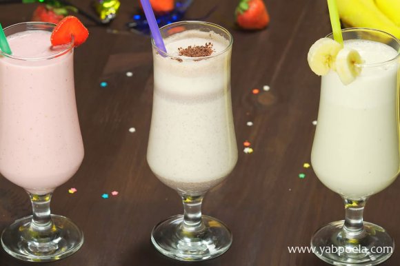 Молочный коктейль: клубничный, банановый, шоколадный